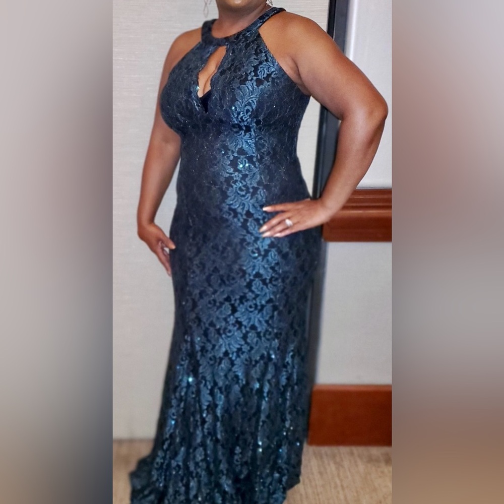 R&M Richards Teal Lace Dress - Picture 4 of 4